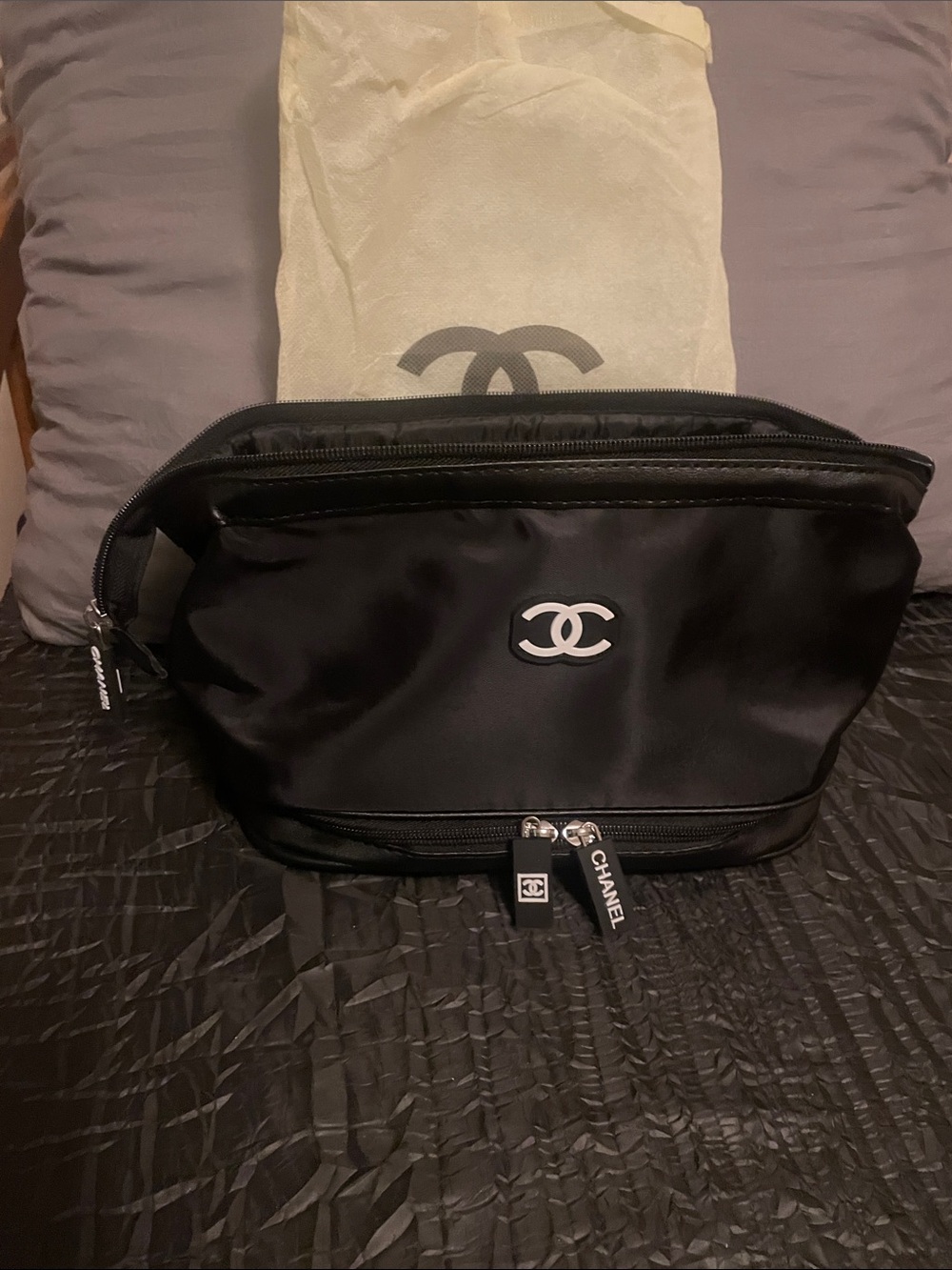 GWP Black Nylon Toiletry Pouch with White CC Logo